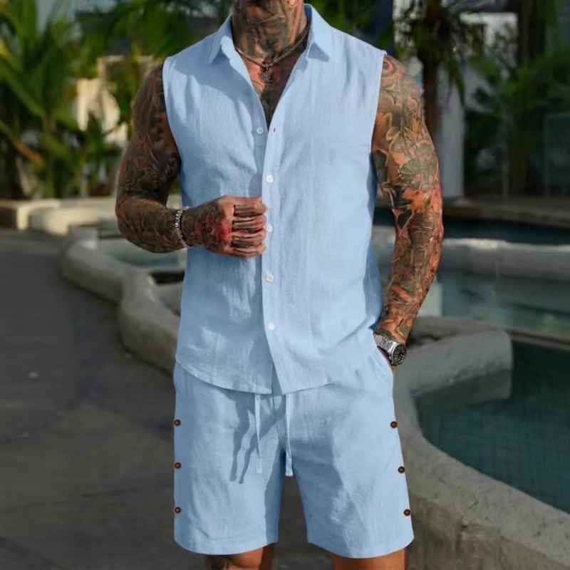 2-delig linnen set voor heren, - Short Linen Drawstring recensie en prijs