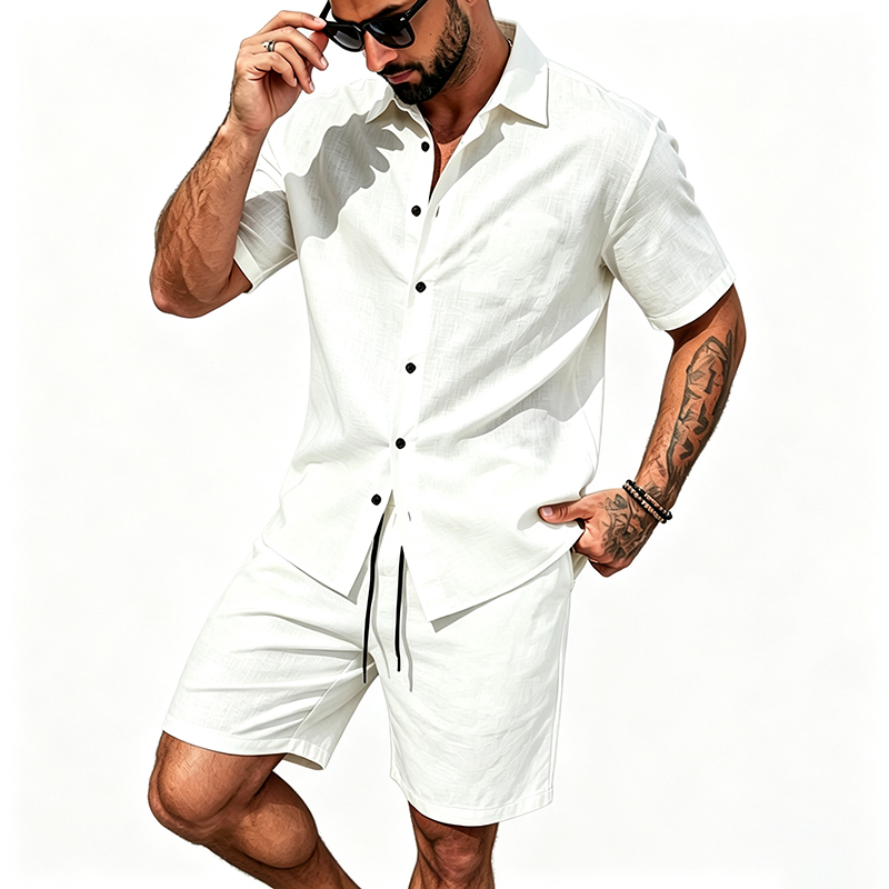 Heren linnen tweedelige outfit - Short Linen Drawstring recensie en prijs